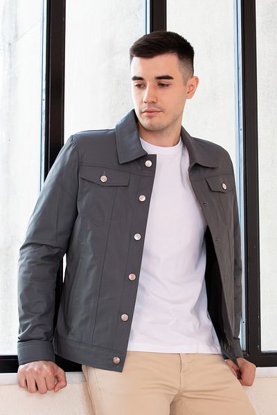 Hodore Gray Men's Genuine Leather Jacket