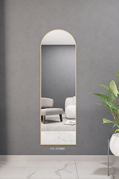 CG HOME Dekoratif Ayna Mdf Oval Boy Ayna Duvar Aynası 165x45 Gold