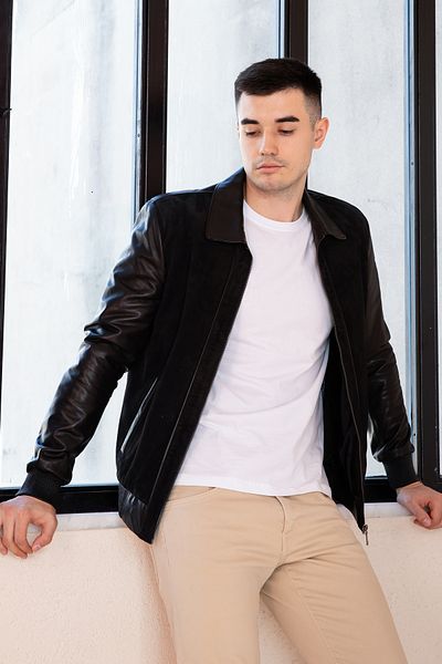 Hodore Diego Suede Detailed Genuine Leather Jacket