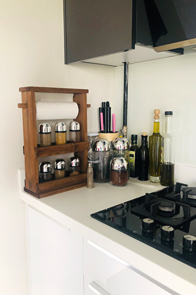 Grootland Decorative Wooden Spice Rack and Paper Towel Rack