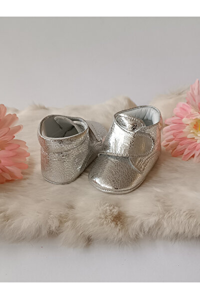 Hodore Genuine Leather Velcro Baby Boots Silver