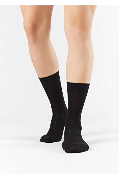 çs socks KADIN 6 ÇİFT UZUN PAMUKLU SOKET SİYAH ÇORAP (DİKİŞSİZ)