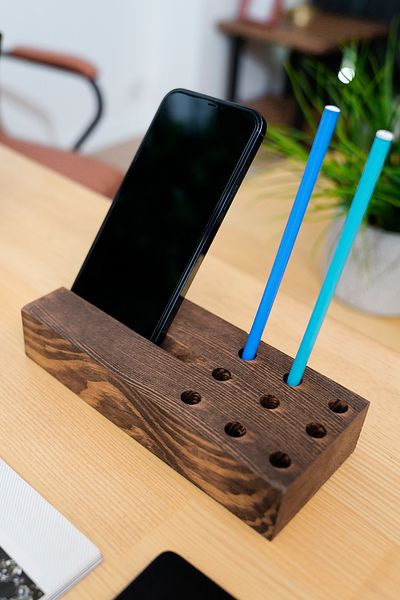 Grootland Organizer Wooden Pen Holder Phone Holder