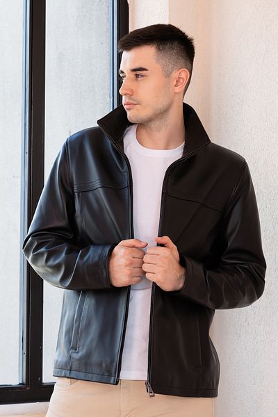 Hodore Kajer Black Men's Genuine Leather Coat