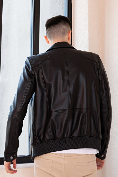 Hodore Porce Siyah Erkek Hakiki Deri Mont