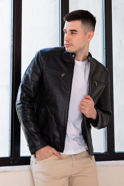 Hodore Sonce Black Genuine Men's Leather Jacket