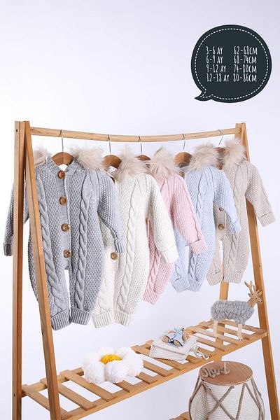 Babyhola Thick Knitwear Inside Velsoft Jumpsuit Girl Boy Baby Kids Hooded Winter Outer Jumpsuit 5710