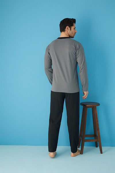 Ayans Pijama Set de pijamale cu mânecă lungă din jerseu simplu (subțire).