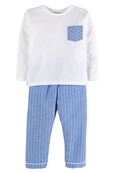İdilbaby&Mamino İDİLBABY&MAMİNO costum de pijama cu dungi albastre pentru băiat