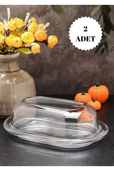 Paşabahçe 2-Piece Glass Lid Butter Food Cheese Breakfast Storage & Presentation Container