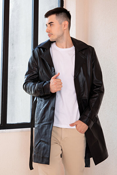 Hodore Jansen Erkek Hakiki Deri Pardesü