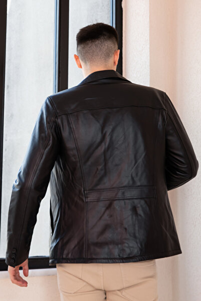 Hodore Leroy Erkek Hakiki Deri Mont Siyah