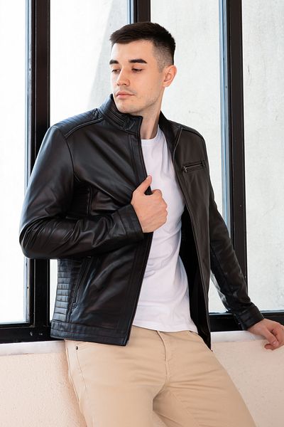 Hodore Garren Black Men's Genuine Leather Coat
