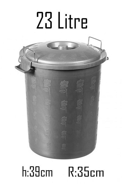 Tiesa Home Plastic 23 Liter Patterned Trash Can with Lid and Handle