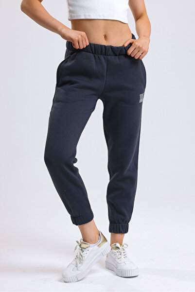 ladyzey kadın gri beli ve paçası lastikli yandan cepli eşofman altı