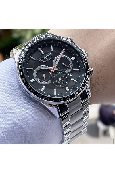 Ferrucci Men's Multifunctional Metal Band Wristwatch