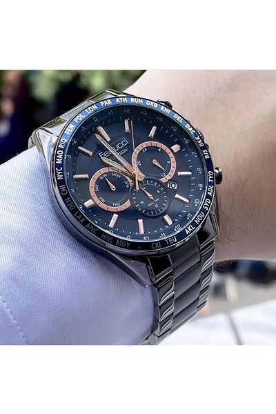 Ferrucci Men's Multifunctional Metal Band Wristwatch