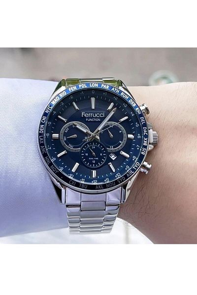 Ferrucci Men's Multifunctional Metal Band Wristwatch