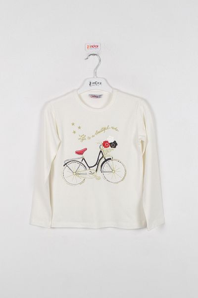 incity Girl's Bicycle Embroidered Long Sleeve T-shirt