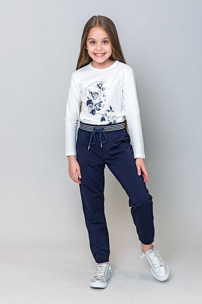 incity Girl's Stone Detailed Floral Printed Long Sleeve T-shirt