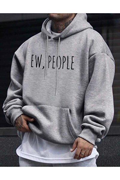 MYDARKSTYLE Unisex Ew People Printed Oversize Hooded Sweatshirt