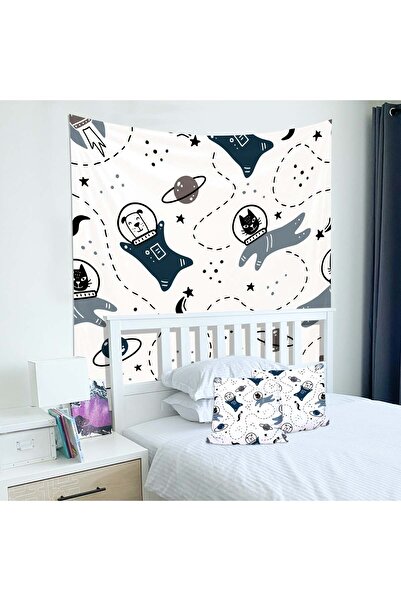 The Lucid Lab Animals at Space - Hayvanlı Çift Taraflı Kırlent Kılıfı 2 Adet