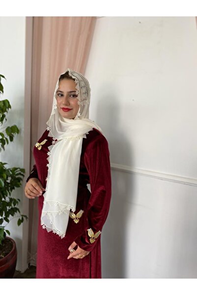 Gelincik Çeyiz Iğne Oyası Baş Örtüsü Krem Renk Namaz Örtüsü, Mevlüt Örtüsü