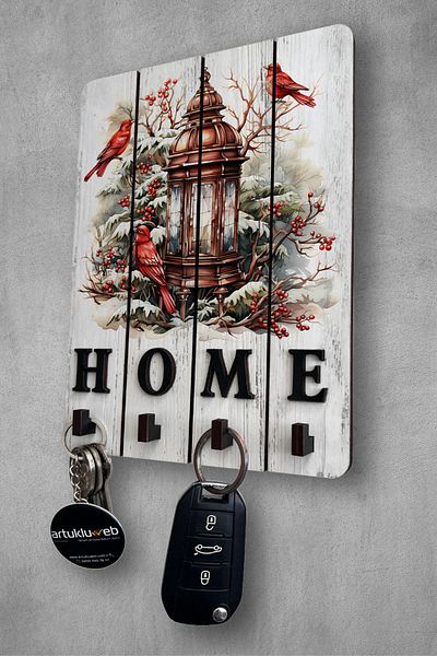 beedene Modern White Wooden Decorative Key Hanger - Keychain Painting