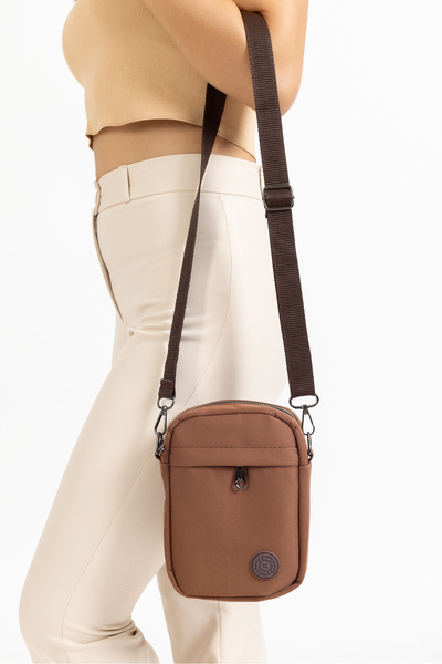 macharelbasic new season women's zipper detailed mini daily bag brown