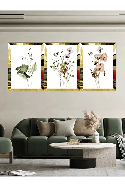 YALOVA SHOP Set de pictură decorativă cu tematică florală cu design special. Cadru din plexiglas cu oglindă realizat prin lipire.