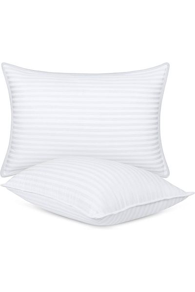 Soft Colours 2 bucăți 100% bumbac pernă din silicon satinat cu dungi