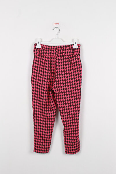 incity Girl's Houndstooth Patterned Belted Pants