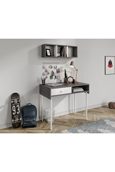 Genel Markalar Major Antrasit Duvara Monte Çalışma Masası Ve Üst Modül