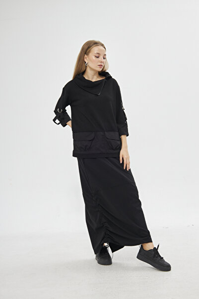 LAMANTE CEPLİ SCUBA SİYAH UZUN ETEK