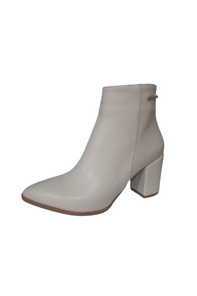 Pierre Cardin PİERRE CARDİN Women's Cream Heeled Orthopedic Sole Daily Boots