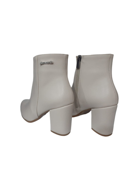 Pierre Cardin PİERRE CARDİN Women's Cream Heeled Orthopedic Sole Daily Boots