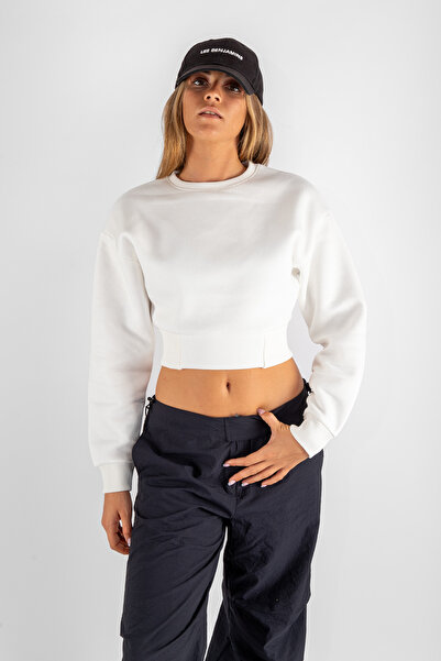 Bak Moda Hanorac alb pentru femei Basic Belt Oversize