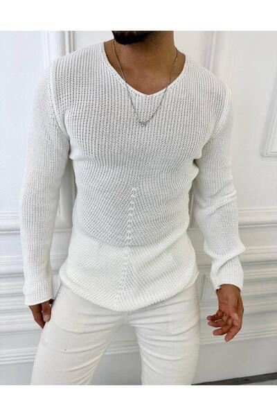 elkumoda Pulover oversize tricotat din bumbac natural Pulover fără pilule Tri...