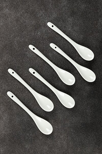 Genel Markalar 6 Adet Porselen Lüx Çay Kaşığı & Reçel Kaşığı & Tatlı Şeker Kaşığı