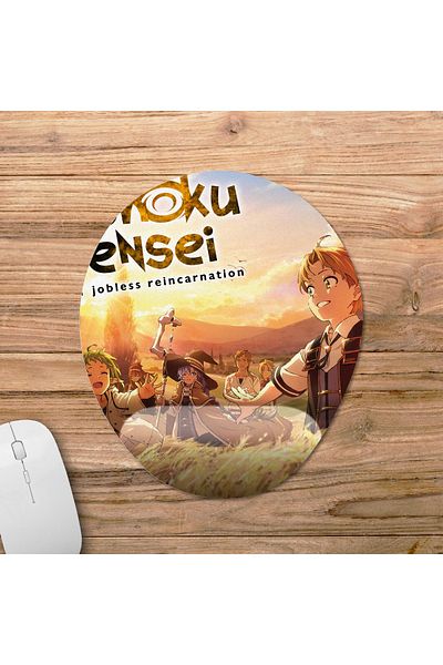 Pixxa موديل لوحة ماوس مع مسند للمعصم من Mushoku Tensei - 3 بيضاوي