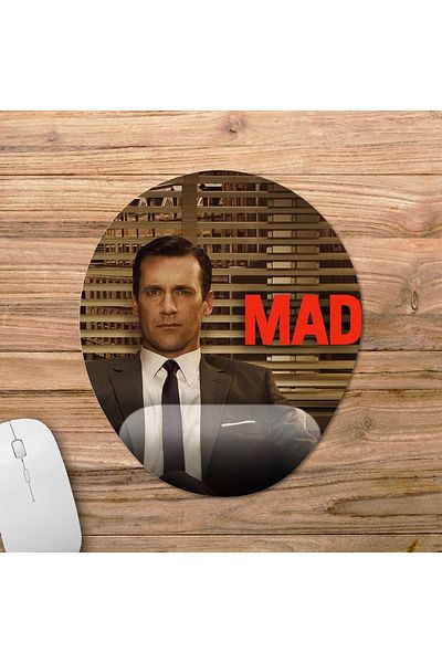 Pixxa موديل لوحة ماوس مدعومة للمعصم للرجال من Mad Men - 3 بيضاوي