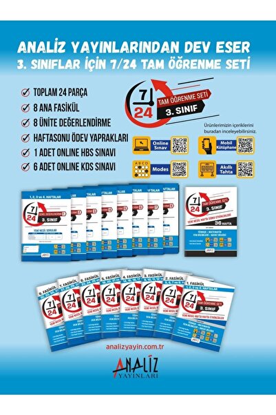 Analiz Yayınları 3.sınıf 7/24 Tam Öğrenme Seti