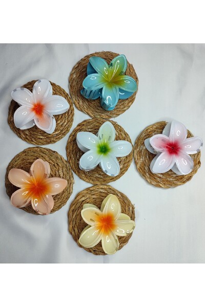 TETHOME 6'lı Rengarenk Lotus Çiçeği Mandal Toka 8 Cm