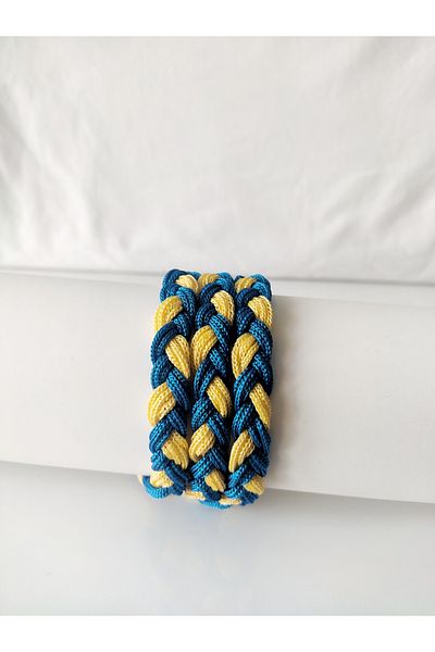 HANIMKIZ Fan Braid Bracelet Hair Band (Yellow Red Yellow Navy Blue Black White Red White)