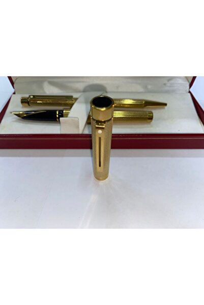 Sheaffer MASTERPIECE 1097 VANNERIE MODEL ALTIN KAPLAMALI DOLMA VE TÜKENMEZ KALEM SETİ