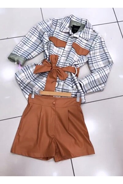 Şamdan Turuncu Deri Şort