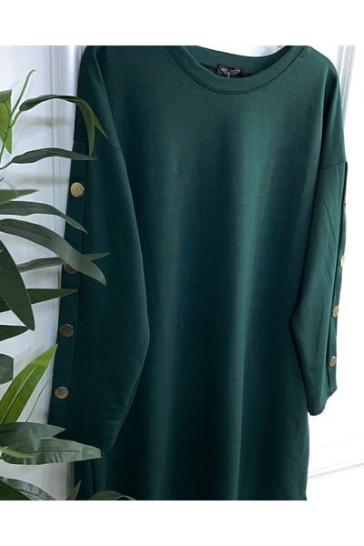 Aşkı Endam Aysima Two Thread Tunic with Cuffs and Button Detail - Emerald