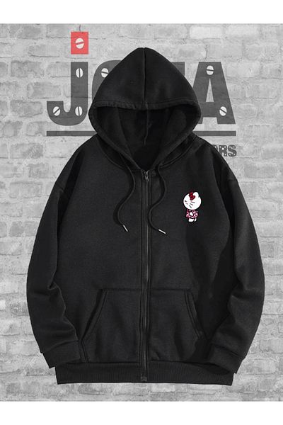 Joza Outdoors Unisex Hello Kitty Spiderman Φούτερ με κουκούλα με φερμουάρ 3 Κλωστές Fleece Jacket Cardigan Lover Συνδυασμός