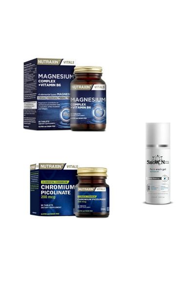 Nutraxin Magnesium Complex B6 60 Tablets + Chromium Picolinate 90 Tablets + Facial Cleansing Gel 100ml Gift