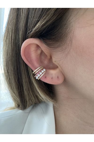 Pinery Jewels Cartilage Earring with Zircon Stone and Pearl